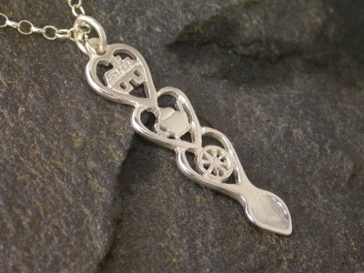 Croeso Love Spoon Pendant (Silver) - 055a